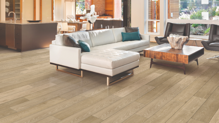 Luxury vinyl floors in a living room.